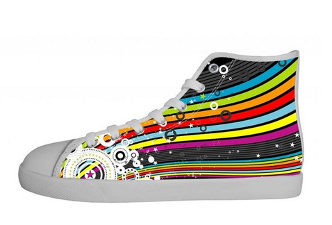 Women's Fashion Sneakers Fly Rainbow High Top Canvas Shoe